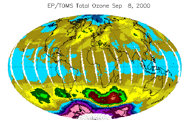 APOD: Antarctic Ozone Hole Widens - September 11, 2000