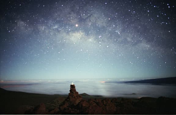 APOD: Moonlight, Mars, and Milky Way - June 27, 2001