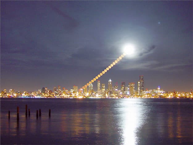 APOD: Moonrise Over Seattle - January 30, 2002