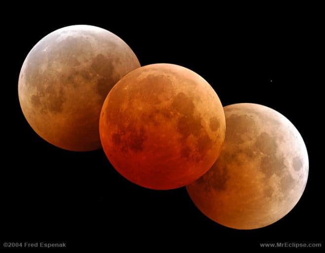 APOD: Red Moon Triple - October 29, 2004