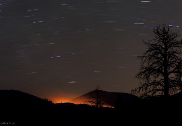 APOD: Fire Glow and Star Trails at Sunset Crater - July 7, 2005