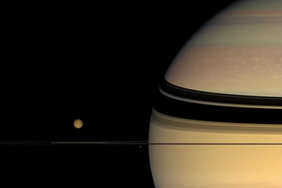 APOD: Moons, Rings, and Unexpected Colors on Saturn - October 20, 2008