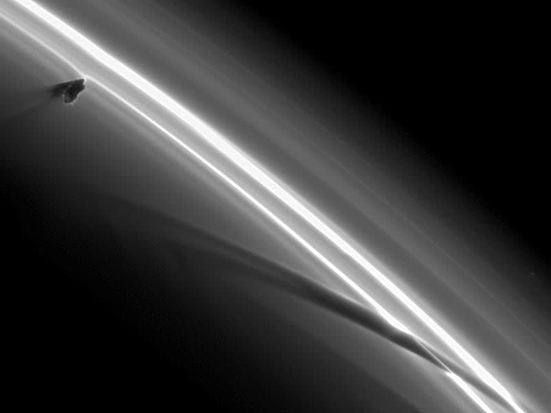APOD: Prometheus Creating Saturn Ring Streamers - April 27, 2009