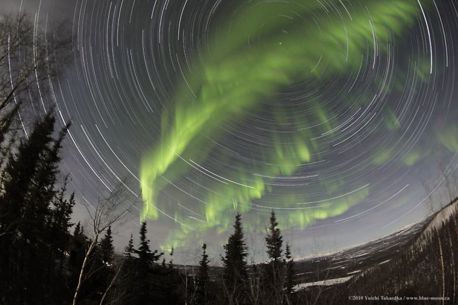 APOD: Yukon Aurora with Star Trails - March 11, 2010