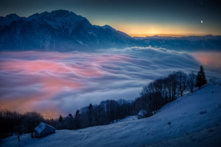 APOD: Moon and Venus Over Switzerland - February 2, 2011