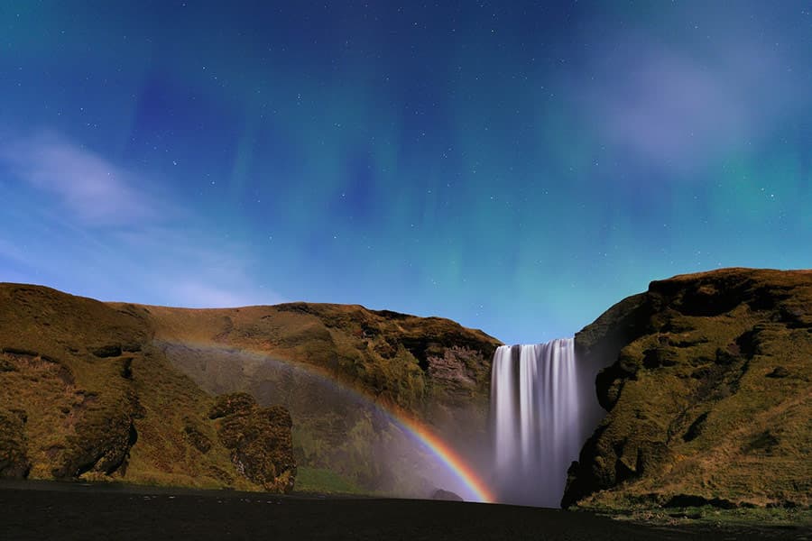 APOD: Waterfall, Moonbow, and Aurora from Iceland - November 14, 2011