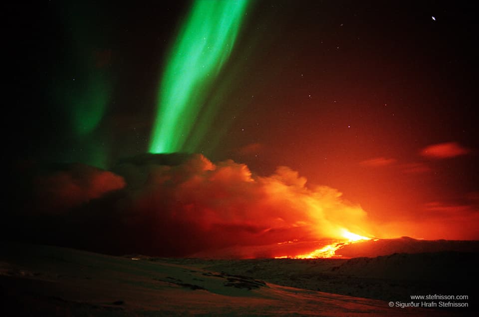 APOD: Volcano and Aurora in Iceland - July 8, 2012