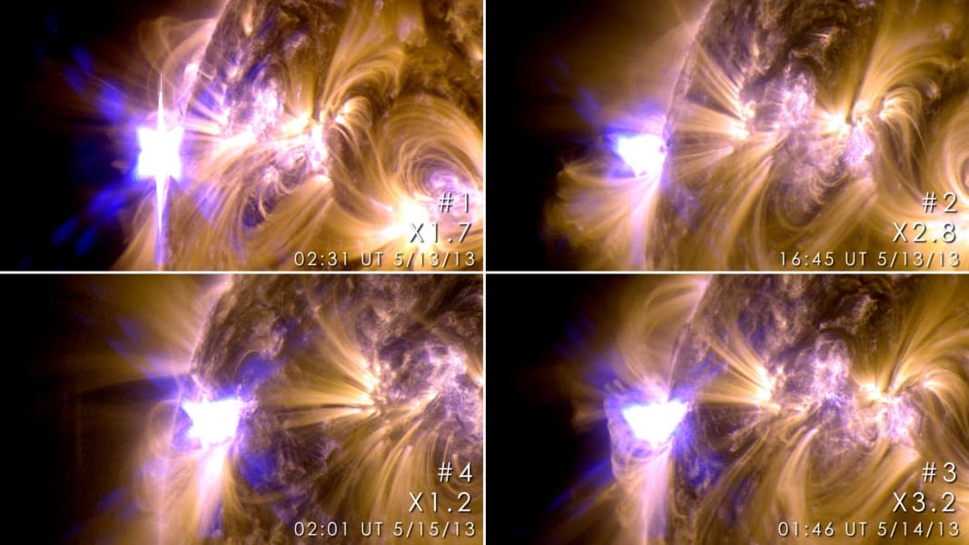 APOD: Four X-class Flares - May 16, 2013