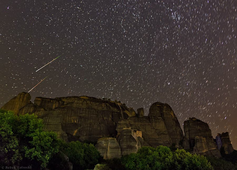 APOD: Perseids over Meteora - August 10, 2013
