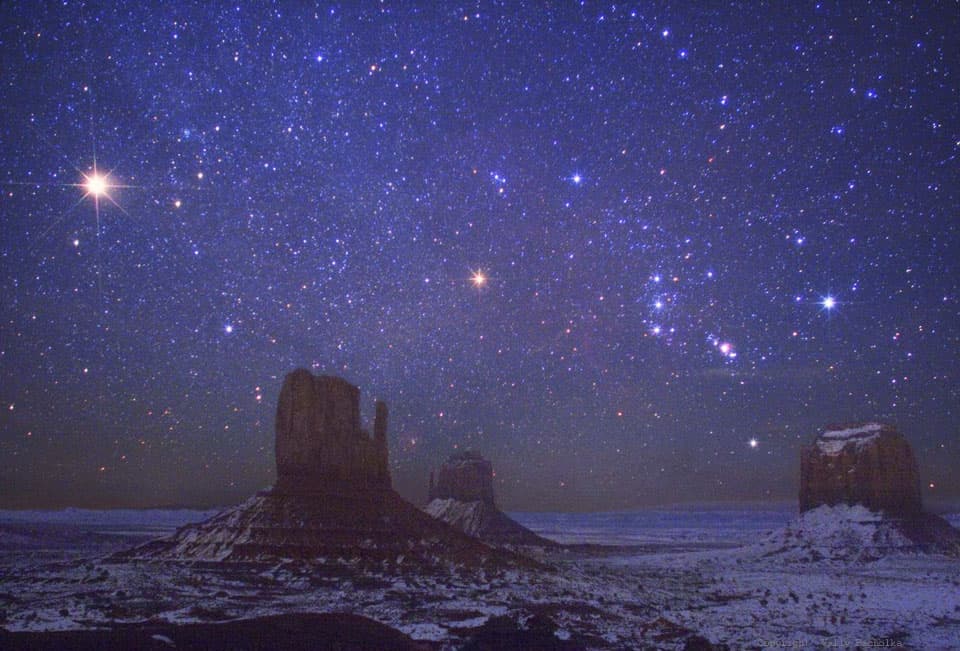 APOD: Mars and Orion over Monument Valley - February 2, 2014