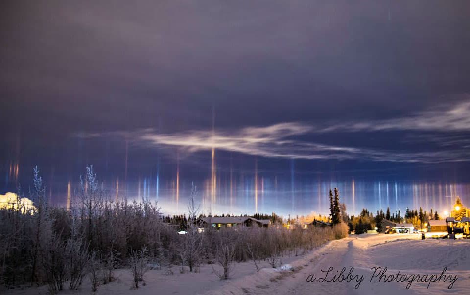 APOD: Light Pillars over Alaska - February 8, 2016