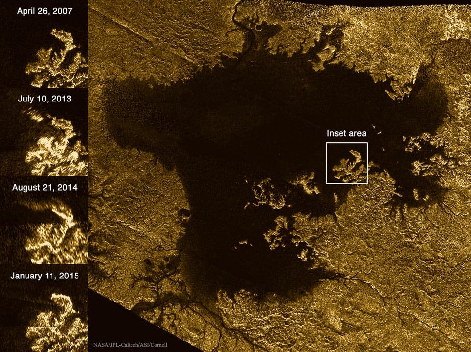 APOD: Mystery Feature Now Disappears in Titan Lake - March 7, 2016