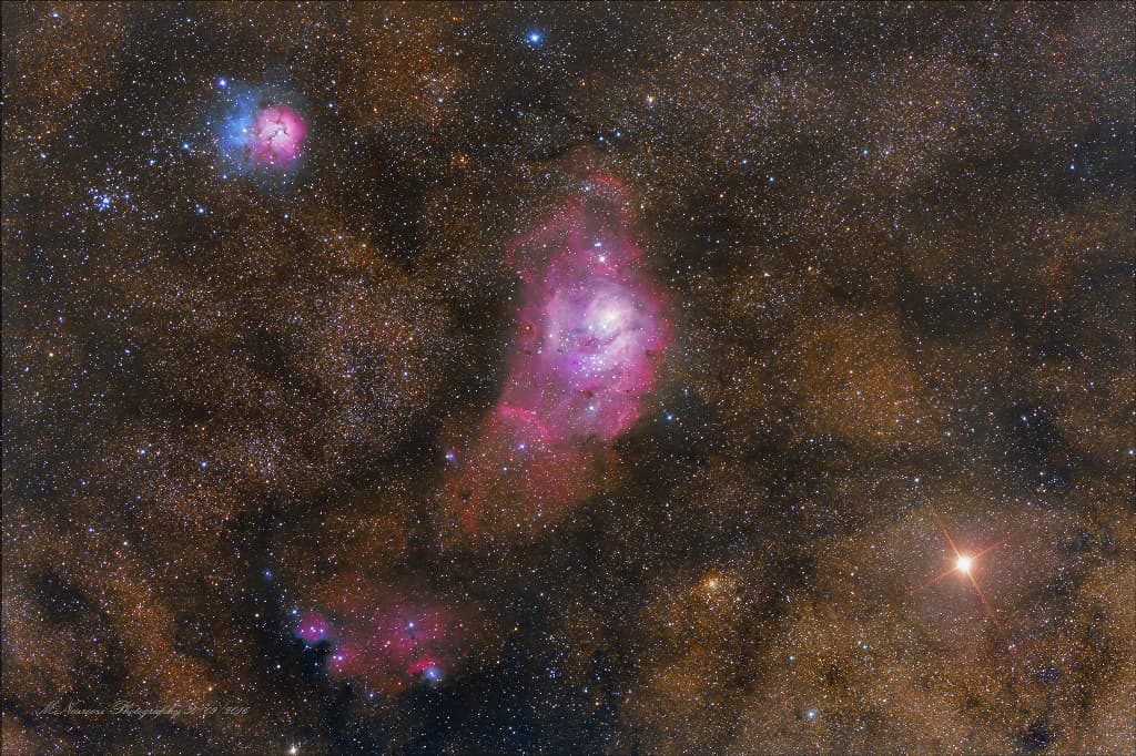 APOD: Trifid, Lagoon, and Mars - October 6, 2016
