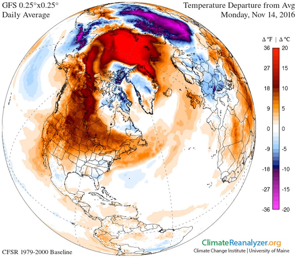 APOD: Cold Weather Delayed over North America - November 15, 2016