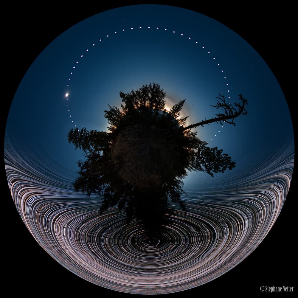 APOD: Panoramic Eclipse Composite with Star Trails - August 30, 2017