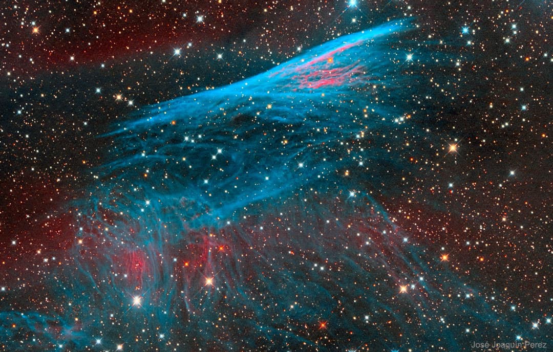 APOD: The Pencil Nebula in Red and Blue - August 13, 2018
