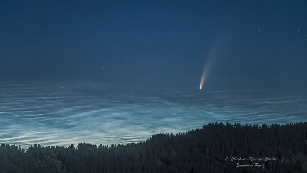 APOD: Noctilucent Clouds and Comet NEOWISE - July 9, 2020