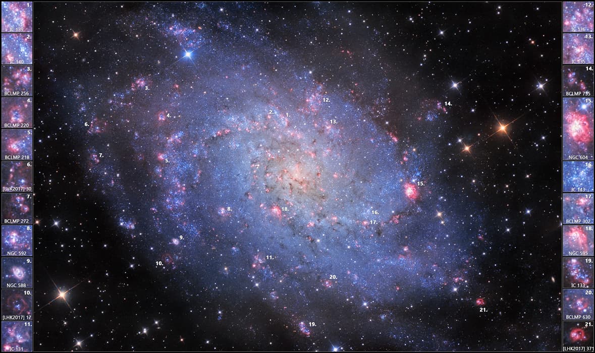 APOD: The Hydrogen Clouds of M33 - September 30, 2021