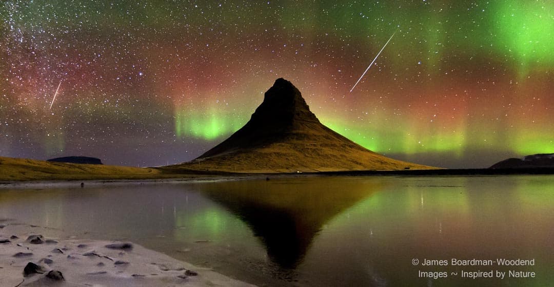 APOD: Meteors and Auroras over Iceland - December 13, 2021