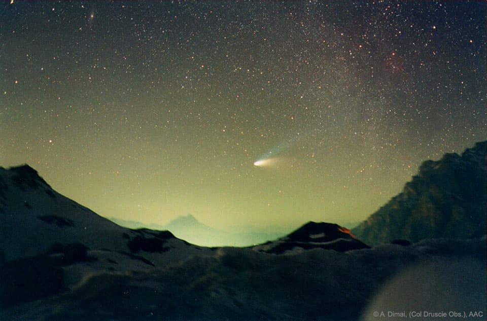 APOD: Comet Hale-Bopp Over Val Parola Pass - December 8, 2021
