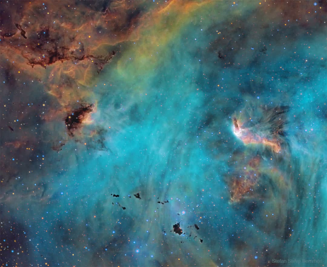 APOD: Stars and Globules in the Running Chicken Nebula - April 19, 2022