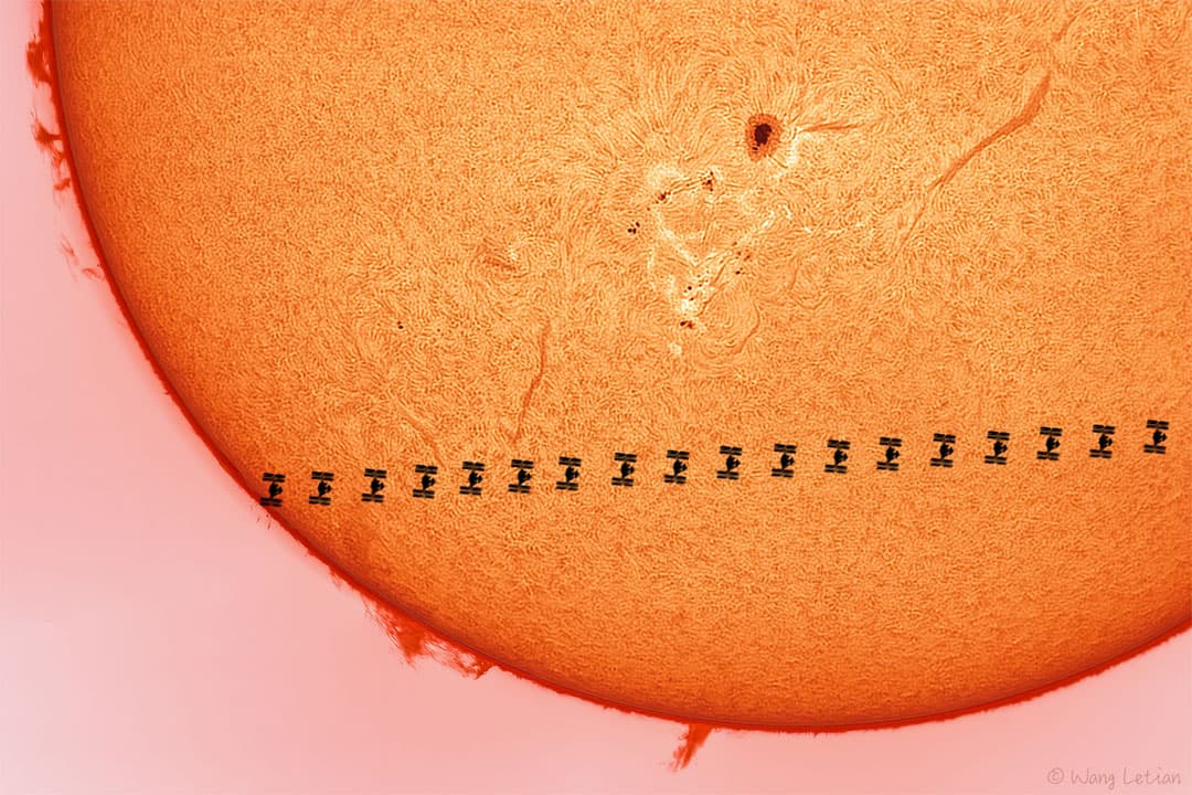 APOD: A Space Station Crosses a Busy Sun - April 11, 2022