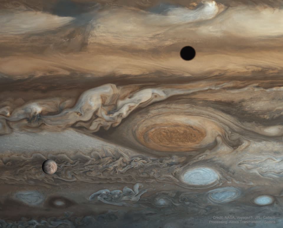 NASA APOD July 17, 2022: Europa and Jupiter from Voyager 1