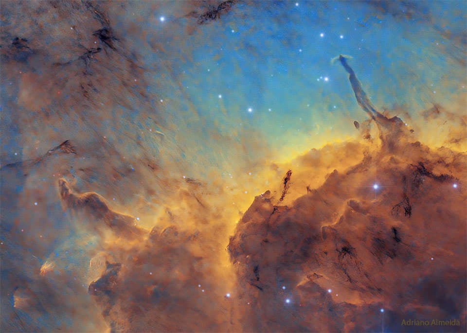 APOD: Stars, Dust, Pillars, and Jets in the Pelican Nebula - October 11, 2022
