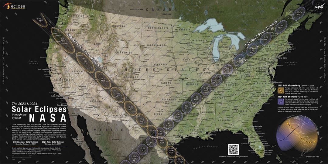 APOD: Map of Total Solar Eclipse Path in 2024 April - April 18, 2023