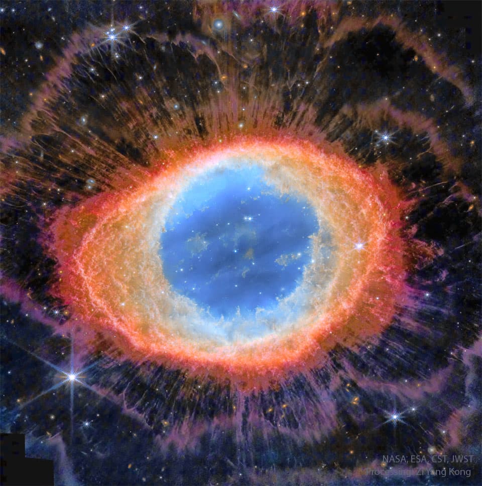 NASA APOD August 14, 2023: The Ring Nebula from Webb and Hubble