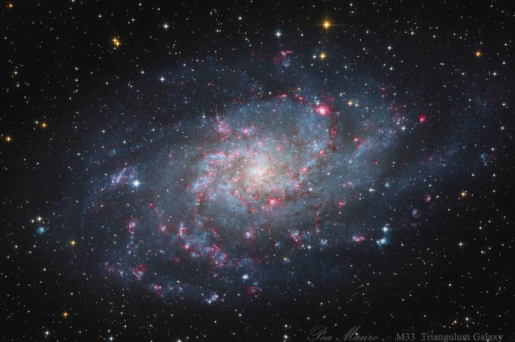 APOD: Hydrogen Clouds of M33 - January 30, 2025