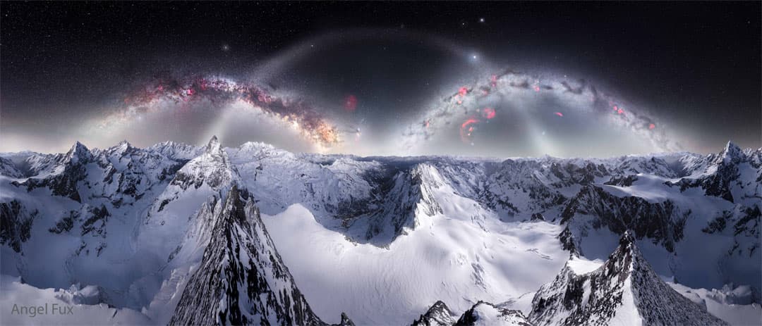 APOD: Three Sky Arches over Snowy Alps - April 21, 2026