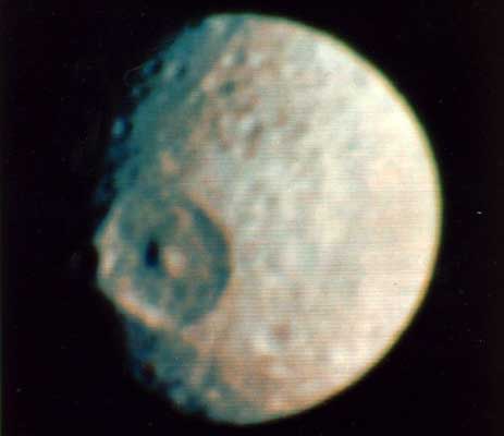 APOD: Mimas: Small Moon with a Big Crater - April 25, 1999