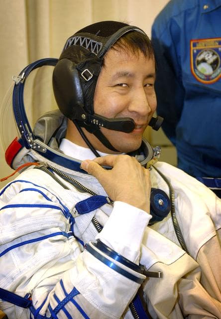 NASA image: Astronaut Ed Lu prepares for ISS Expedition Seven mission.