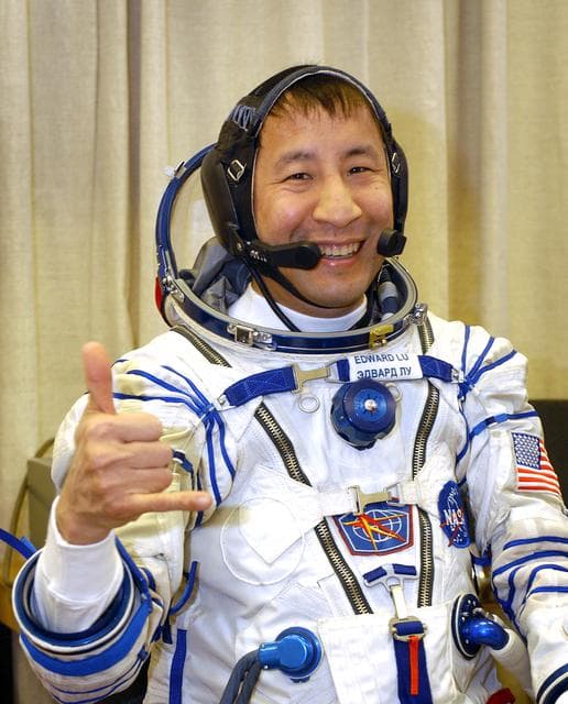 NASA image: Astronaut Ed Lu prepares for ISS Expedition Seven mission.