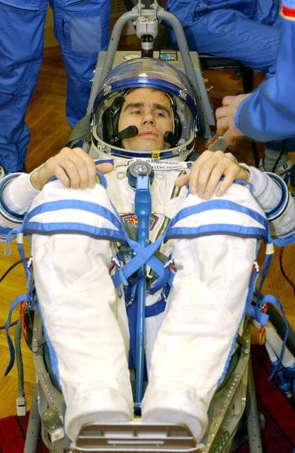 NASA image: Astronaut Ed Lu prepares for ISS Expedition Seven mission.