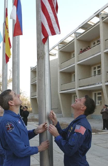 NASA image: Expedition 8 Flag Raising