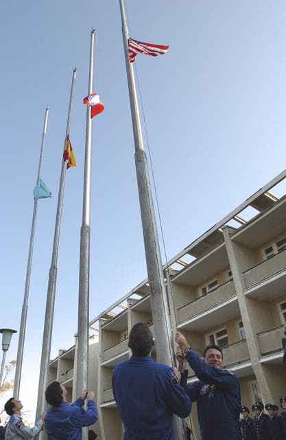 NASA image: Expedition 8 Flag Raising
