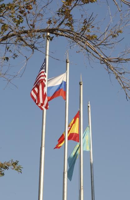 NASA image: Expedition 8 Flag Raising