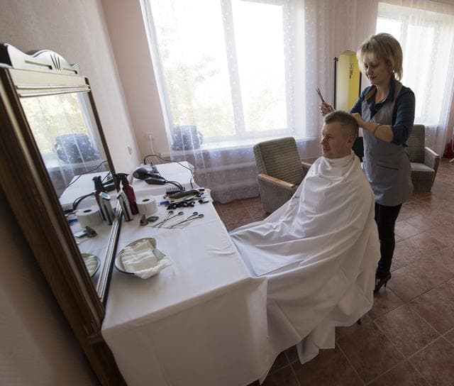 NASA image: Expedition 33 Crew Hair Cut