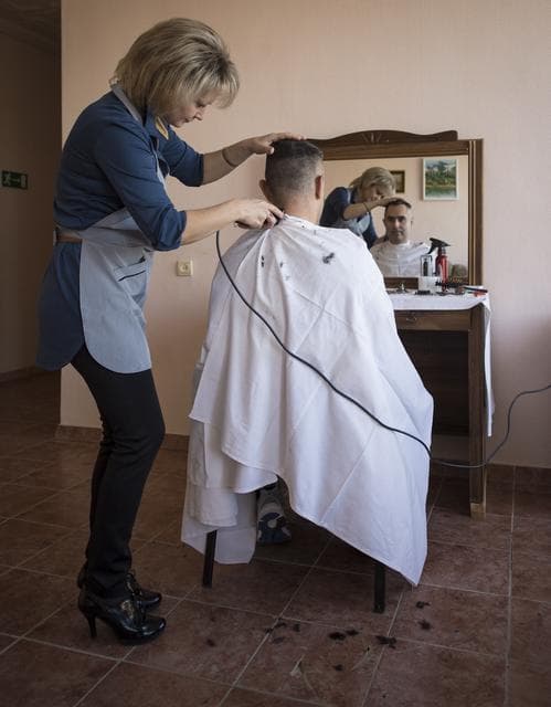 NASA image: Expedition 33 Crew Hair Cut