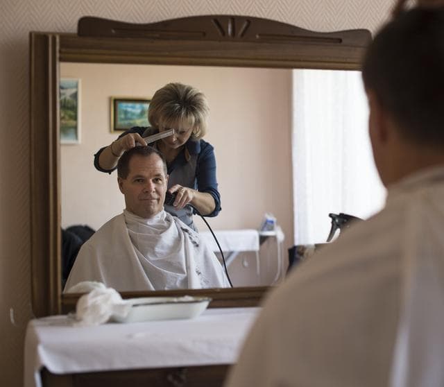 NASA image: Expedition 33 Crew Hair Cut