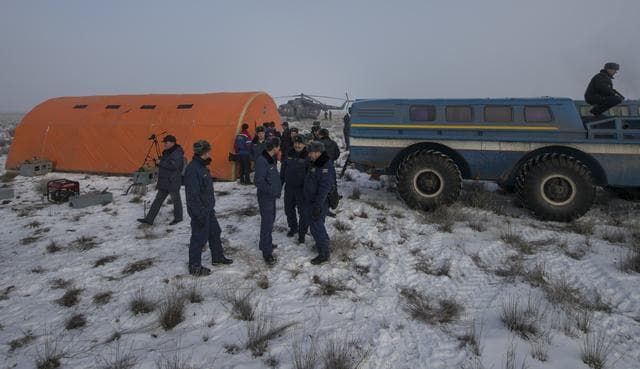 NASA image: Expedition 42 Soyuz TMA-14M Landing