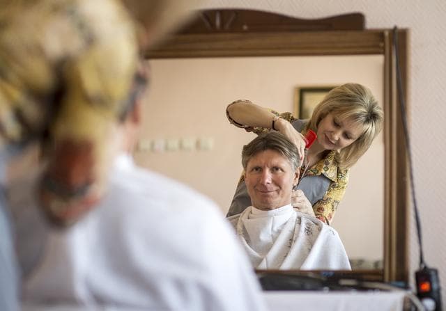 NASA image: Expedition 43 Crew Haircuts