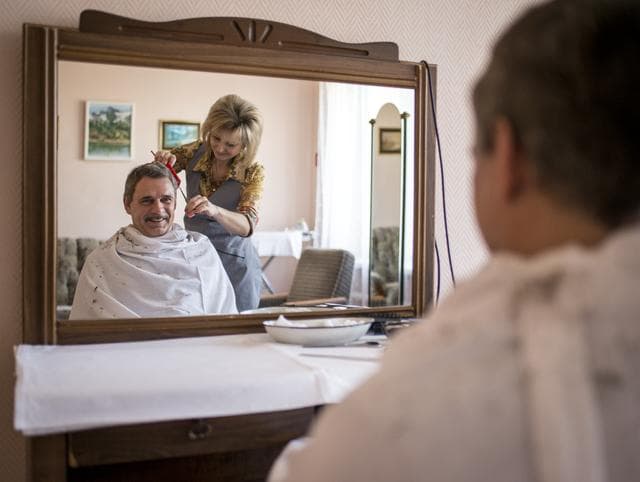 NASA image: Expedition 43 Crew Haircuts
