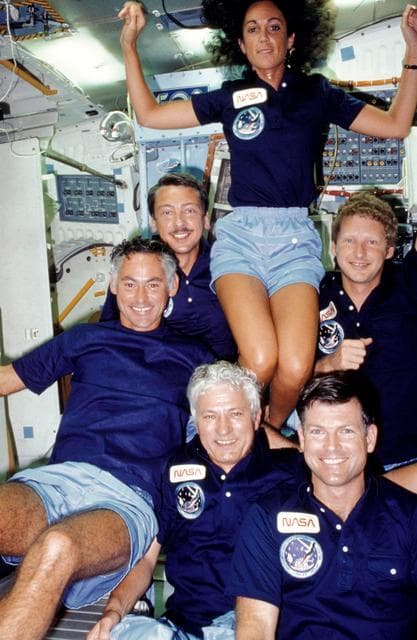NASA image: View of the STS 41-D crew in the middeck