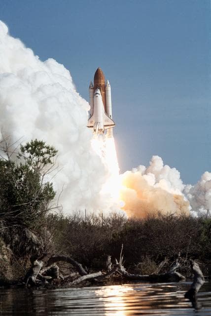 NASA image: View of the launch of  Discovery 41-D mission