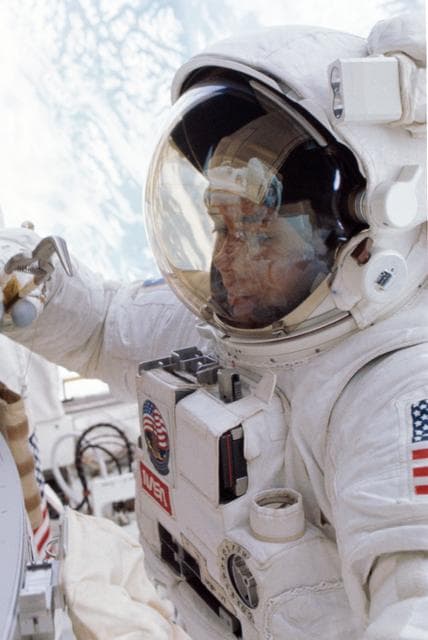 NASA image: Astronaut in EMU in the payload bay