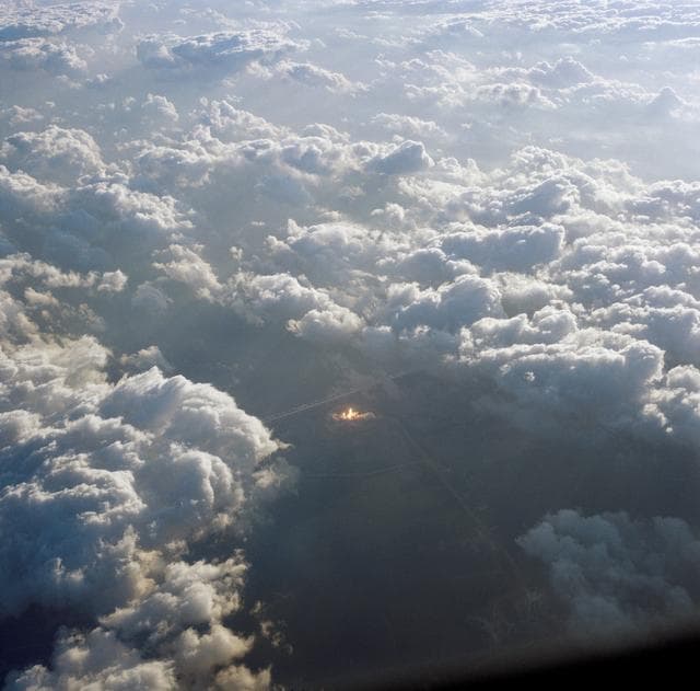 NASA image: Aerial view of the launch of STS 51-A shuttle Discovery