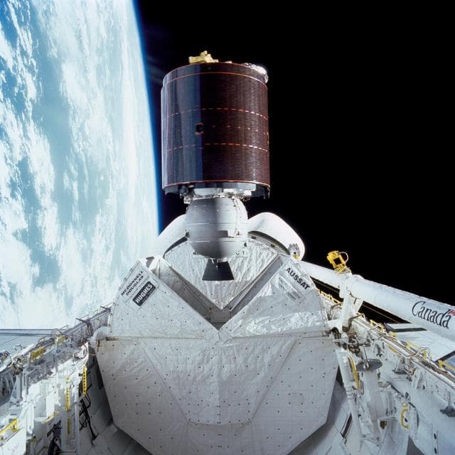 NASA image: Australia's AUSSAT satellite deployed from payload bay